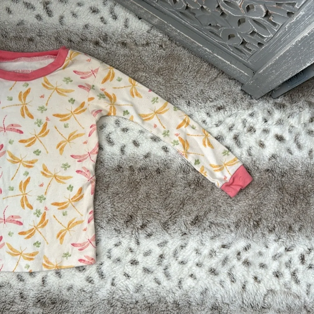 Burt’s Bees Kids long sleeve shirt girls 2T pastel dragonfly four leaf clover